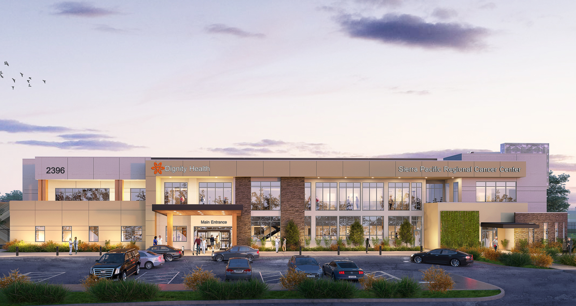 Rendering of a healthcare project showing exterior of building.