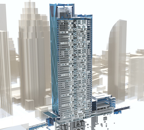 Visualization rendering of high-rise structure