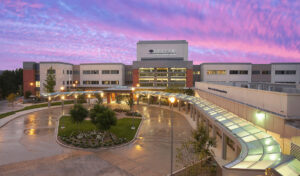 Exterior drone view of the Los Robles Hospital & Medical Center