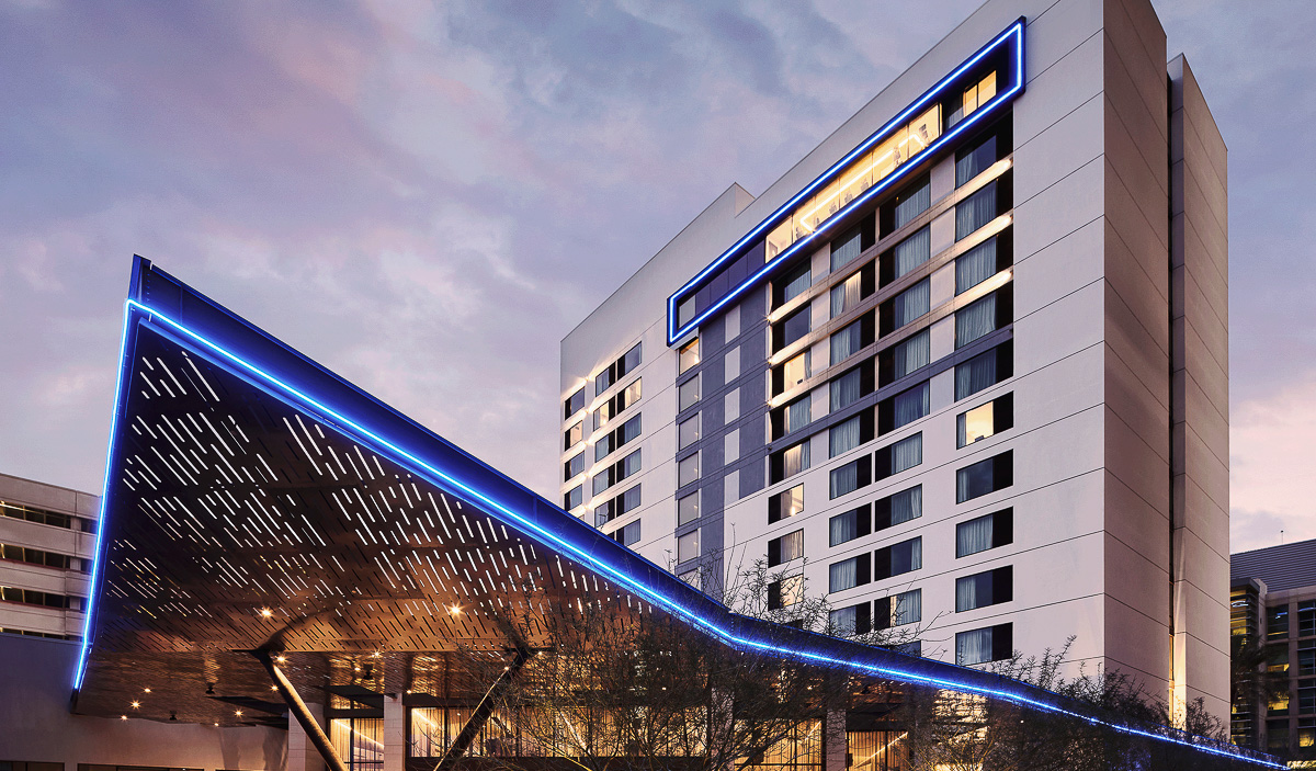 Exterior view of the entrance to the AC Marriott Downtown Phoenix