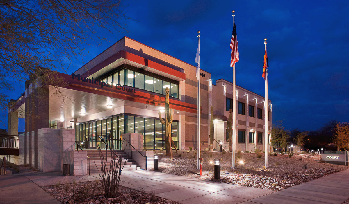Exterior night view of Peoria Municipal Court