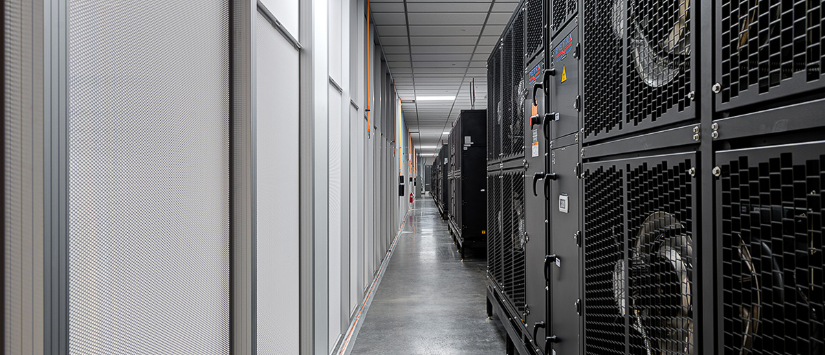 Interior view of a Mission Critical Data Center