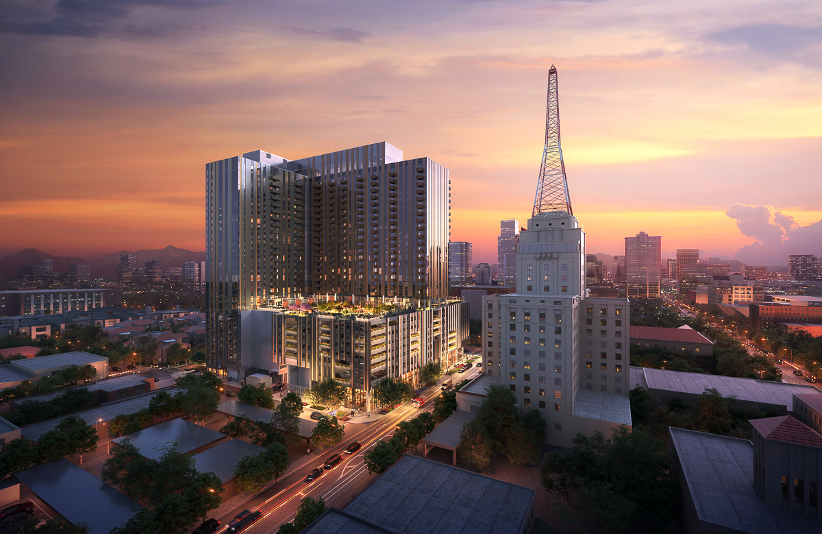 High altitude rendering of Sol Modern
