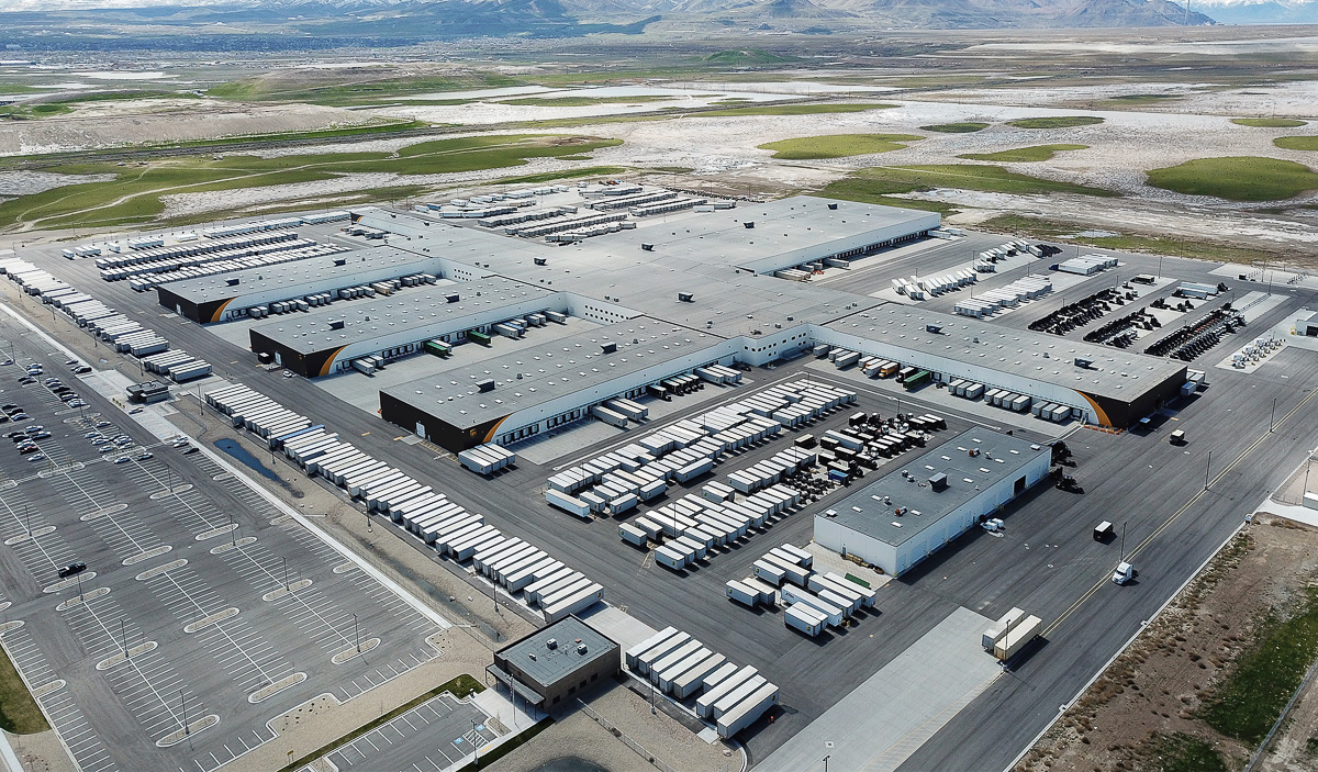 Exterior drone view of the UPS Mega Hub Parcel Distribution Facility