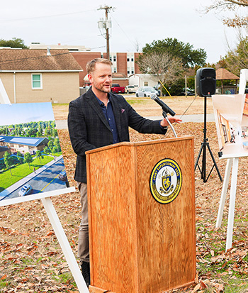 260106-N-ST310-0008 VIRGINIA BEACH, Va. (Jan. 6, 2026) Layton Construction Executive Vice President Eric Nay served as a guest speaker during a groundbreaking ceremony, Jan. 6, 2026, for a new state of the art Child Development Center (CDC) to be constructed on the installation. The ceremony marked the official start of a project aimed at strengthening family readiness, enhancing quality of life, and modernizing the Navy’s approach to delivering critical shore infrastructure. Once complete, the facility is slated to become the largest CDC in the Hampton Roads area and is scheduled for completion in 2028. (U.S. Navy photo by David Todd/Released)