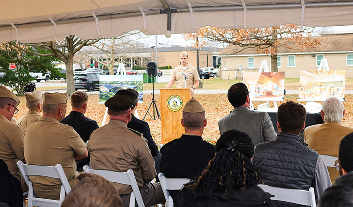 260106-N-ST310-0008 VIRGINIA BEACH, Va. (Jan. 6, 2026) Layton Construction Executive Vice President Eric Nay served as a guest speaker during a groundbreaking ceremony, Jan. 6, 2026, for a new state of the art Child Development Center (CDC) to be constructed on the installation. The ceremony marked the official start of a project aimed at strengthening family readiness, enhancing quality of life, and modernizing the Navy’s approach to delivering critical shore infrastructure. Once complete, the facility is slated to become the largest CDC in the Hampton Roads area and is scheduled for completion in 2028. (U.S. Navy photo by David Todd/Released)