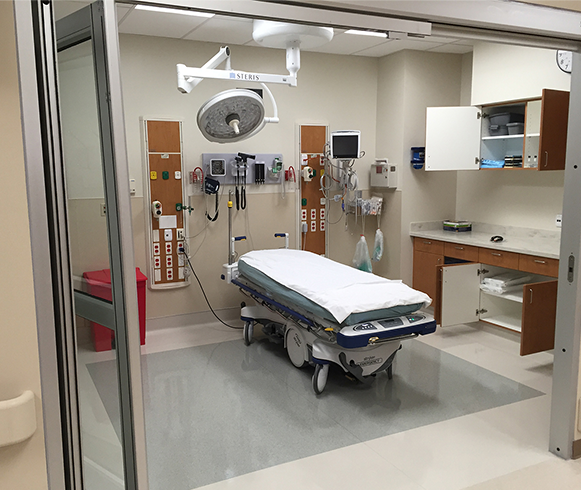Interior view of examination table at the Alaska Regional Hospital