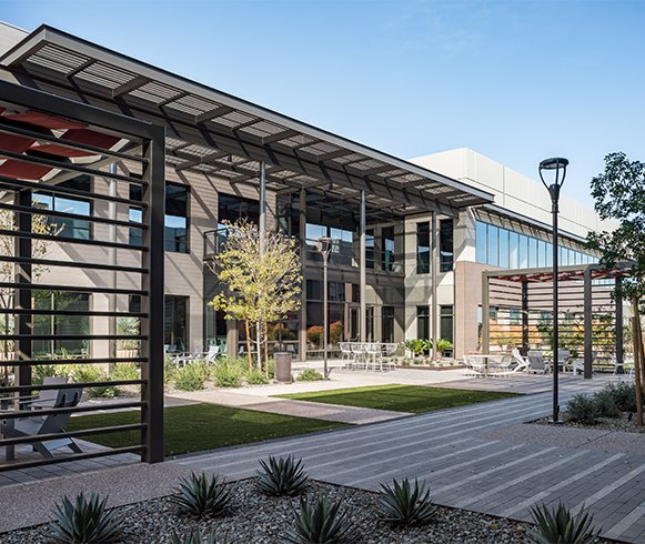 Exterior view of patio at the Rivulon Development Center