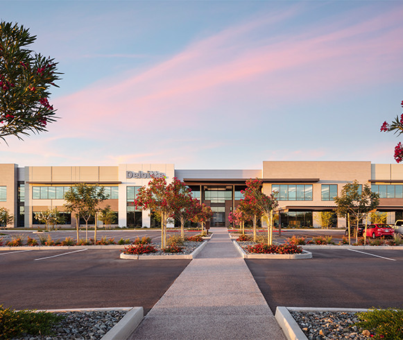Exterior view of Deloitee entrance at the Rivulon Development Center