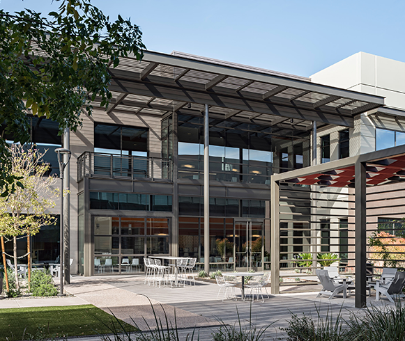 Exterior view of patio at the Rivulon Development Center