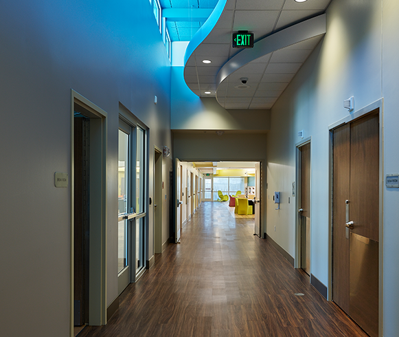 Interior view of hallway at the State Hospital West | Adolescent Psychiatric Treatment Center